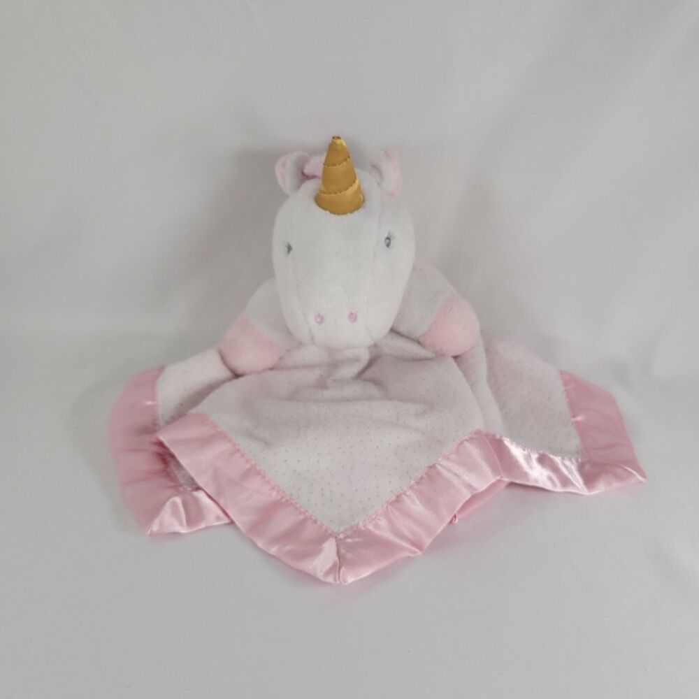 Cloud Island Unicorn Plush Lovey Blankie Security Blanket Baby Satin White Pink